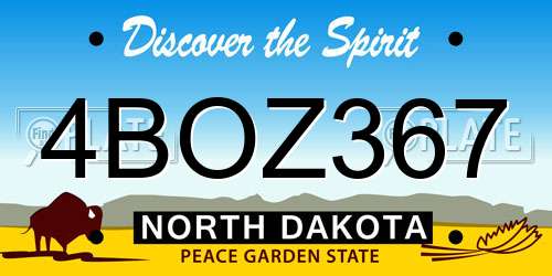 4BOZ367 North Dakota License Plate