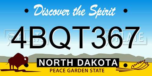 4BQT367 North Dakota License Plate