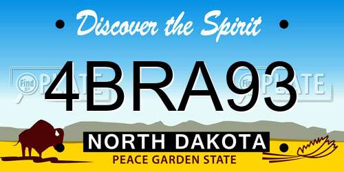4BRA93 North Dakota License Plate