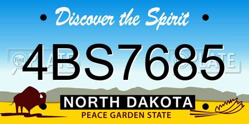 4BS7685 North Dakota License Plate