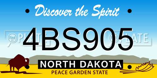 4BS905 North Dakota License Plate