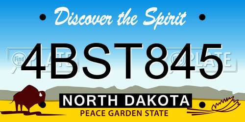 4BST845 North Dakota License Plate