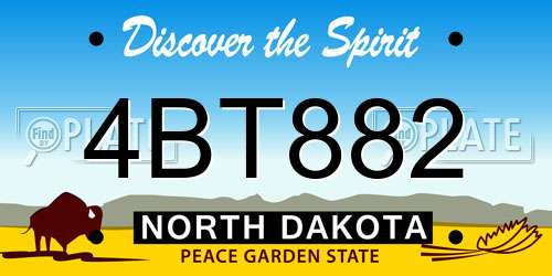 4BT882 North Dakota License Plate