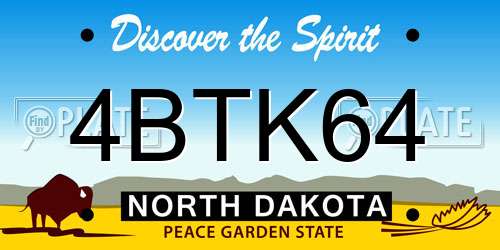 4BTK64 North Dakota License Plate