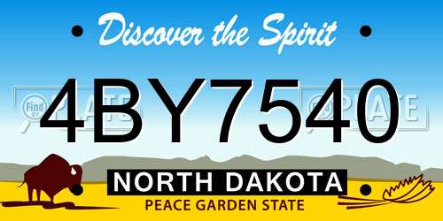 4BY7540 North Dakota License Plate