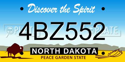 4BZ552 North Dakota License Plate