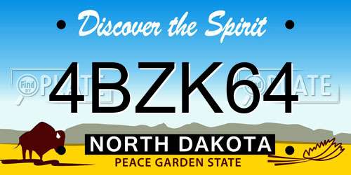 4BZK64 North Dakota License Plate