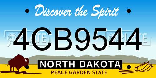 4CB9544 North Dakota License Plate