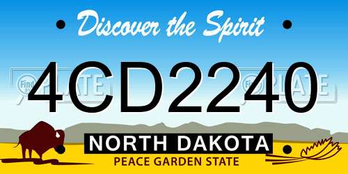 4CD2240 North Dakota License Plate