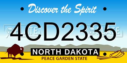 4CD2335 North Dakota License Plate