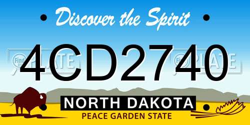 4CD2740 North Dakota License Plate