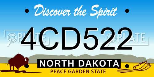 4CD522 North Dakota License Plate