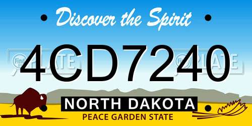 4CD7240 North Dakota License Plate