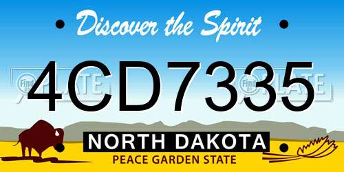4CD7335 North Dakota License Plate
