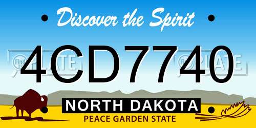 4CD7740 North Dakota License Plate