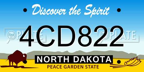 4CD822 North Dakota License Plate