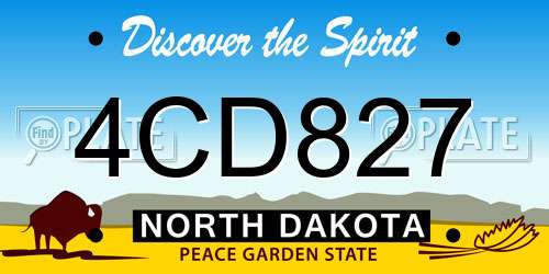4CD827 North Dakota License Plate