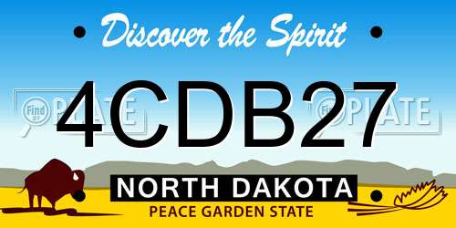 4CDB27 North Dakota License Plate