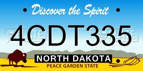 4CDT335 North Dakota License Plate