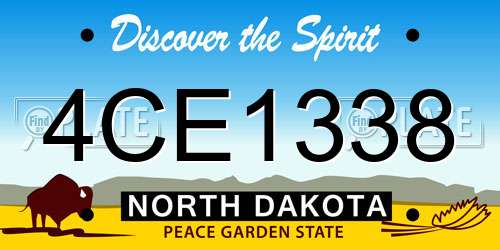 4CE1338 North Dakota License Plate