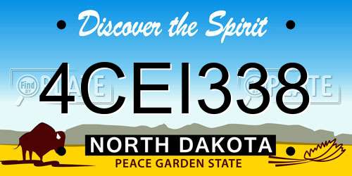 4CEI338 North Dakota License Plate