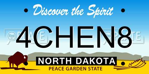 4CHEN8 North Dakota License Plate