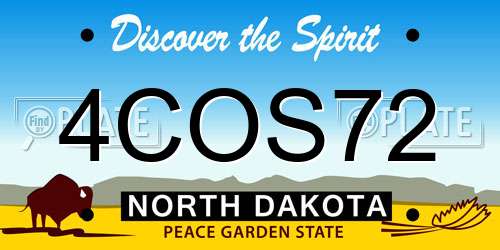 4COS72 North Dakota License Plate