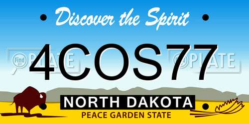 4COS77 North Dakota License Plate
