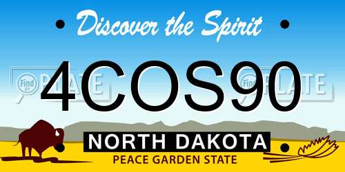 4COS90 North Dakota License Plate