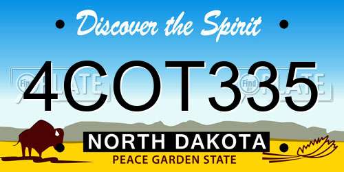 4COT335 North Dakota License Plate