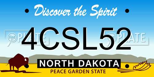 4CSL52 North Dakota License Plate