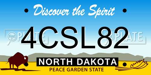 4CSL82 North Dakota License Plate