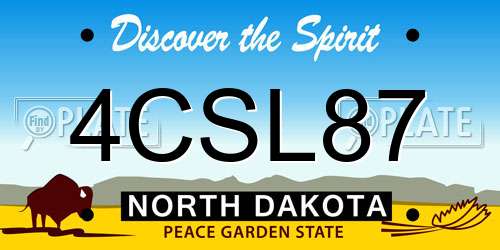 4CSL87 North Dakota License Plate
