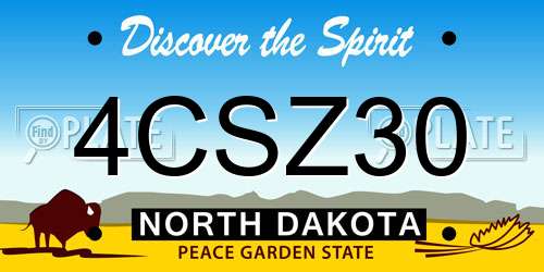 4CSZ30 North Dakota License Plate