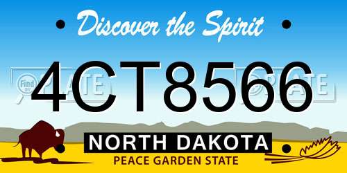 4CT8566 North Dakota License Plate