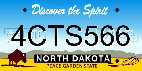 4CTS566 North Dakota License Plate