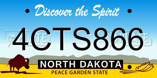 4CTS866 North Dakota License Plate