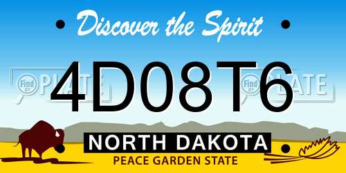 4D08T6 North Dakota License Plate