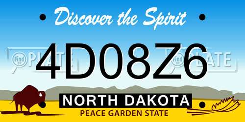 4D08Z6 North Dakota License Plate