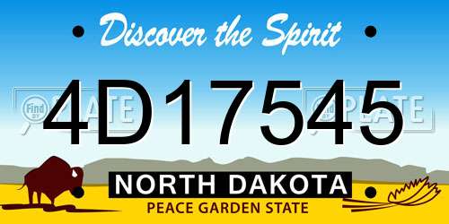 4D17545 North Dakota License Plate