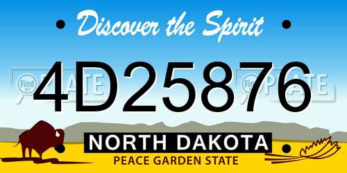 4D25876 North Dakota License Plate