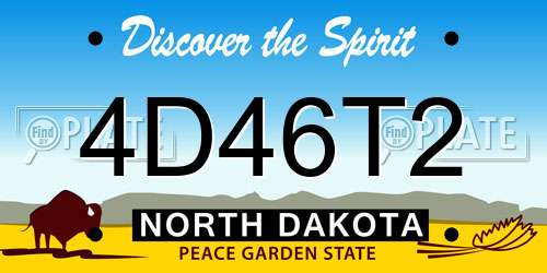 4D46T2 North Dakota License Plate