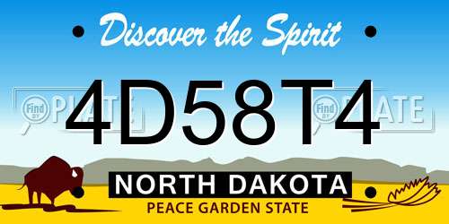4D58T4 North Dakota License Plate
