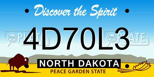 4D70L3 North Dakota License Plate