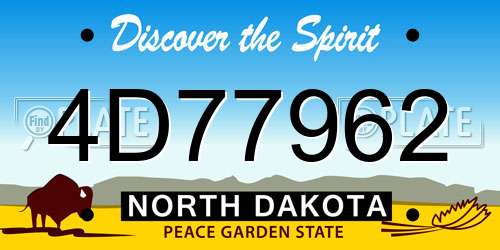 4D77962 North Dakota License Plate