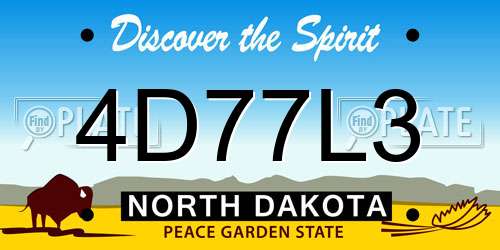 4D77L3 North Dakota License Plate