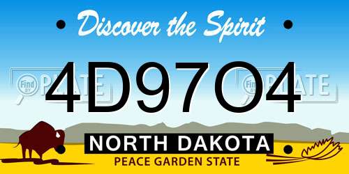 4D97O4 North Dakota License Plate
