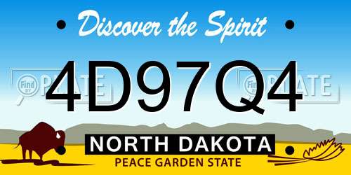 4D97Q4 North Dakota License Plate
