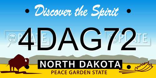 4DAG72 North Dakota License Plate