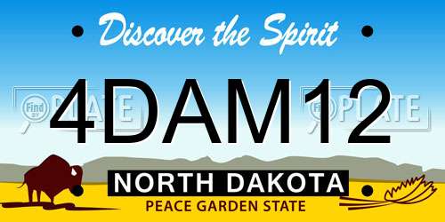 4DAM12 North Dakota License Plate